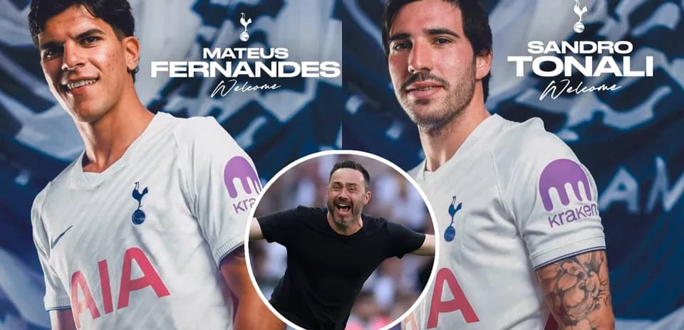 Mateus Fernandes y Sandro Tonali presentados por Tottenham