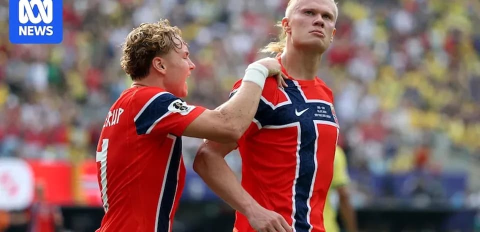 Jugadores de Noruega celebrando un gol en partido
