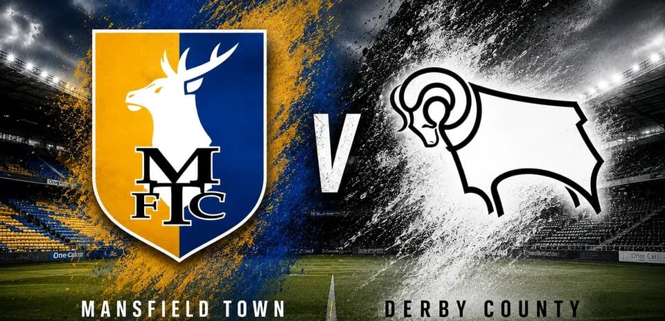 Escudos de Mansfield Town y Derby County enfrentados