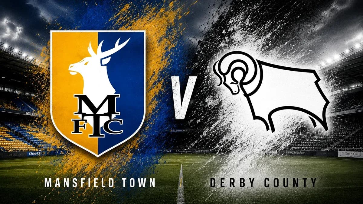 Escudos de Mansfield Town y Derby County enfrentados