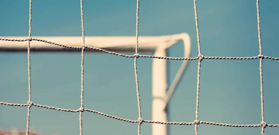 Red de una portería de fútbol en el campo