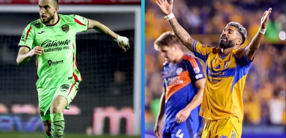 Jugadores de FC Juárez y Tigres UANL en acción