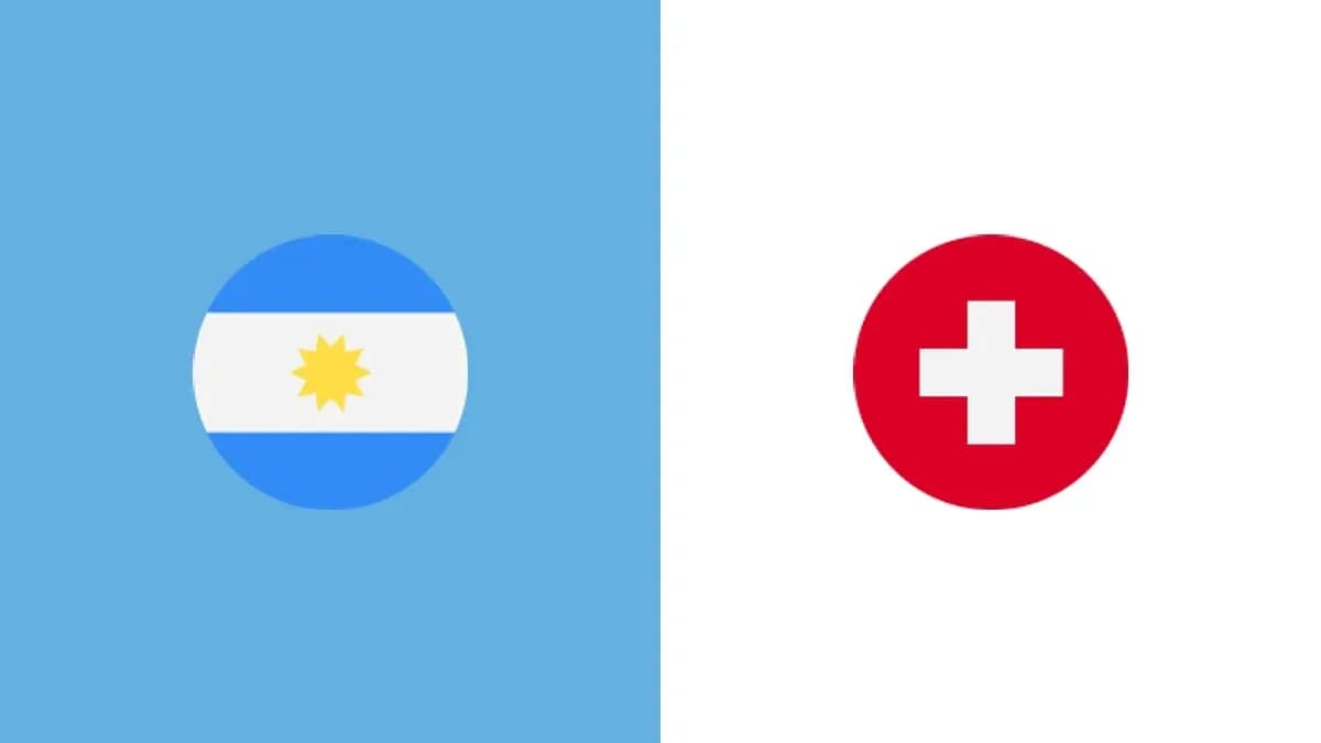 Banderas de Argentina y Suiza en fondo colorido