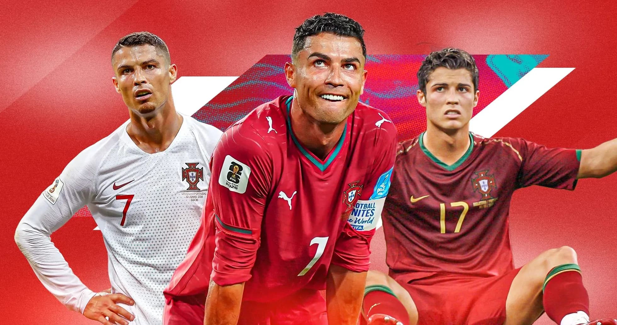 Cristiano Ronaldo en diferentes momentos con Portugal