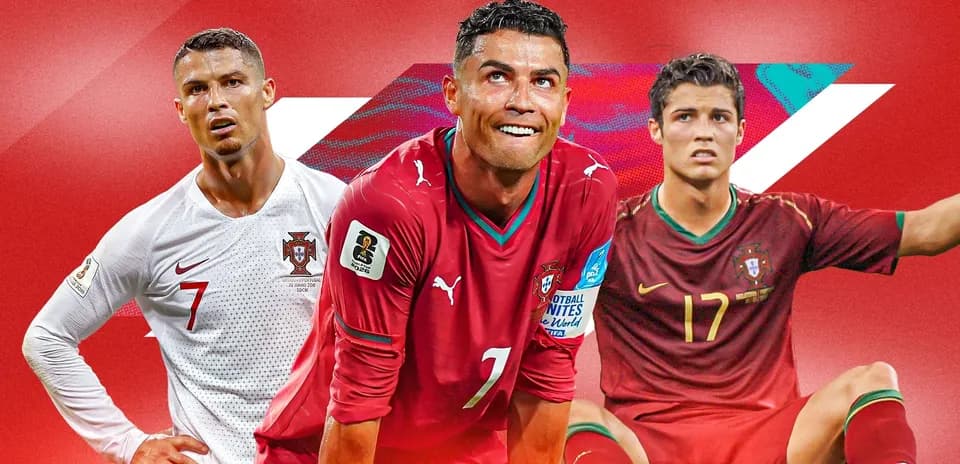 Cristiano Ronaldo en diferentes momentos con Portugal