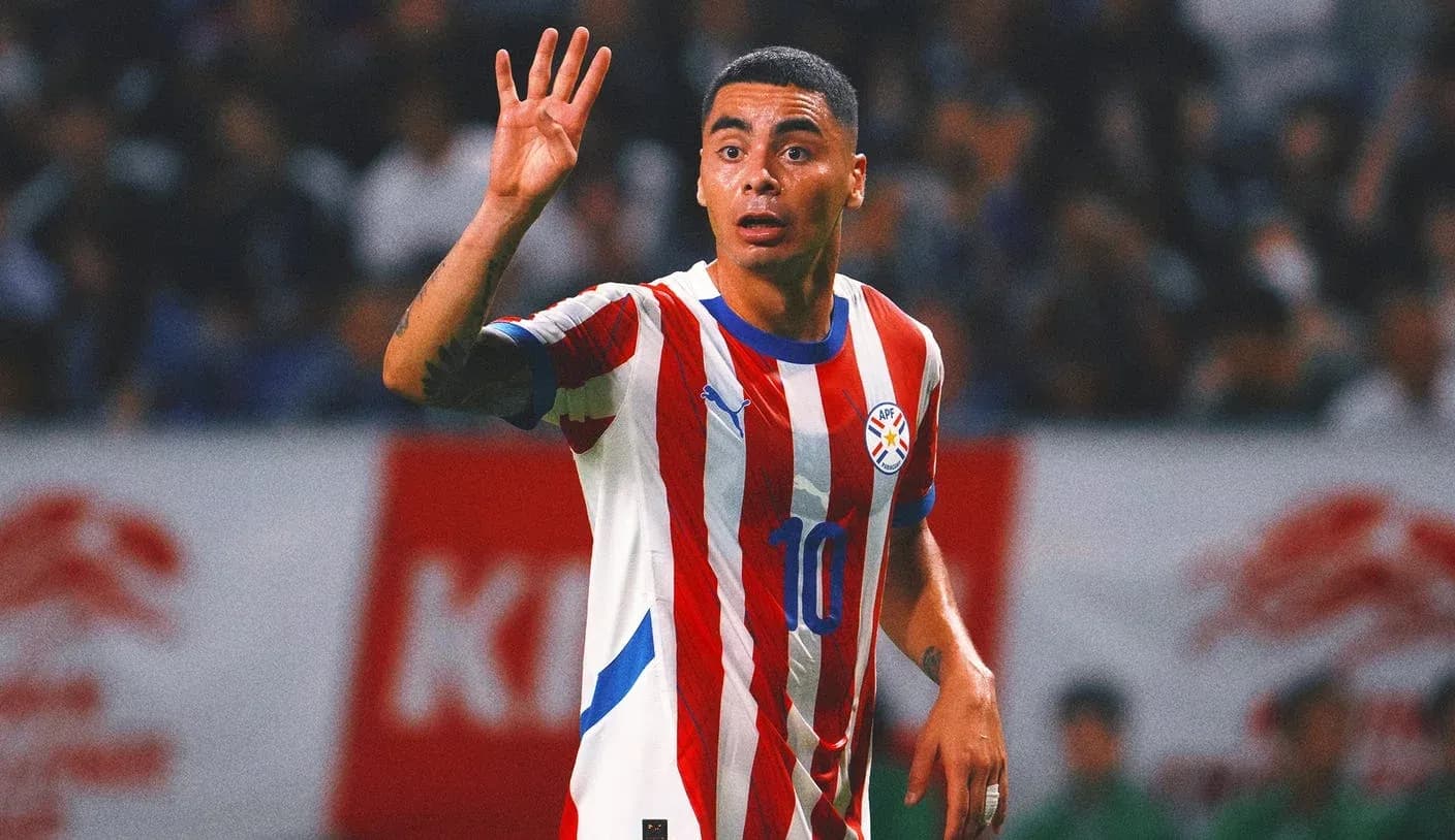 Jugador de Paraguay durante el partido