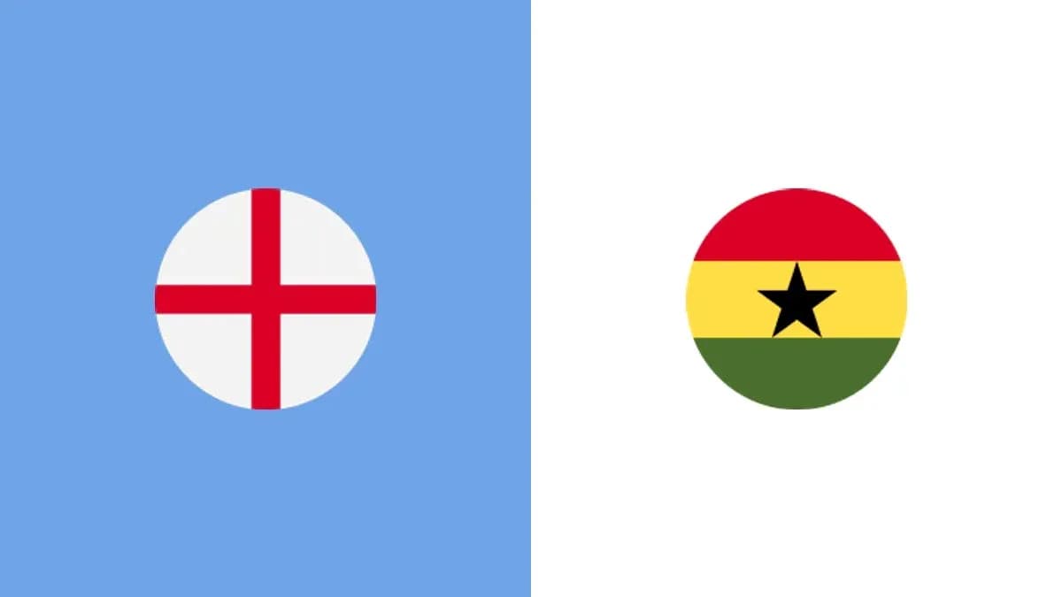 Banderas de Inglaterra y Ghana en fondo azul y blanco