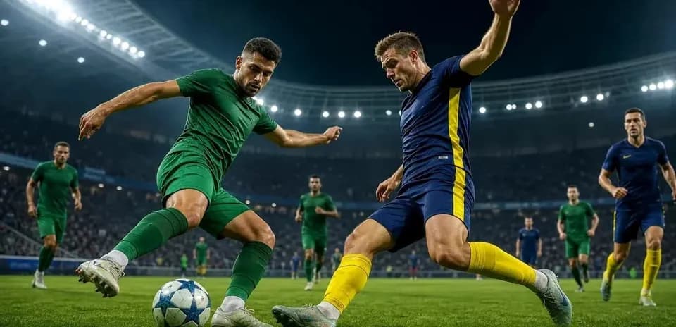Dos jugadores compitiendo por el balón en el partido