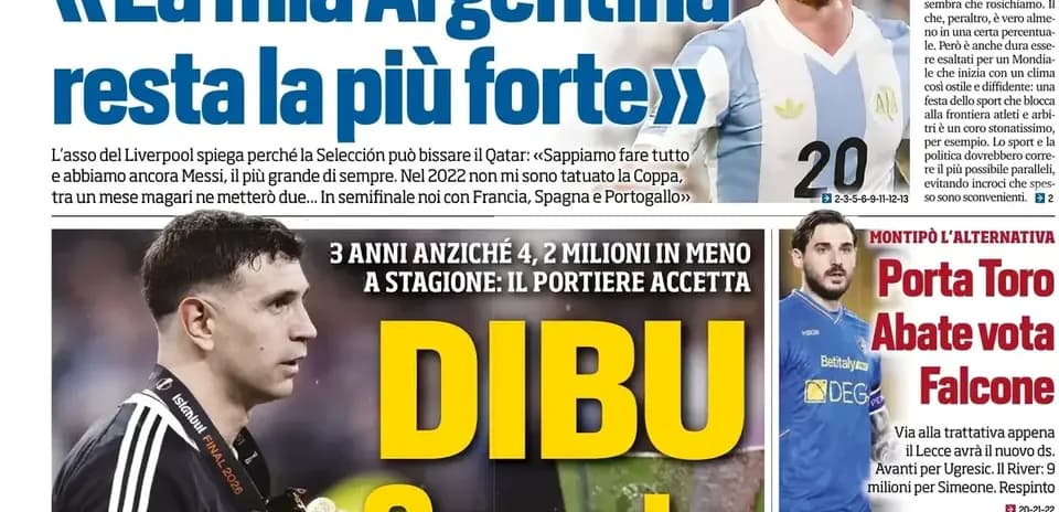 Titular de periódico sobre Argentina y jugadores