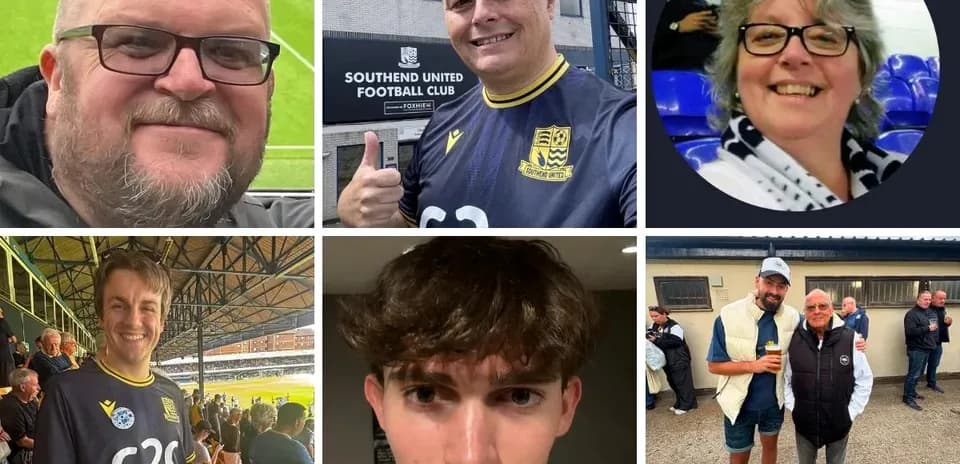 A collage of Southend United fans at matches