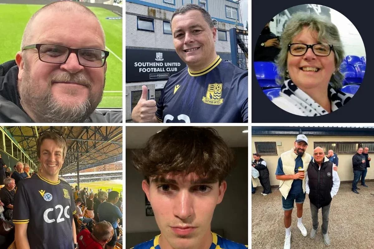 A collage of Southend United fans at matches