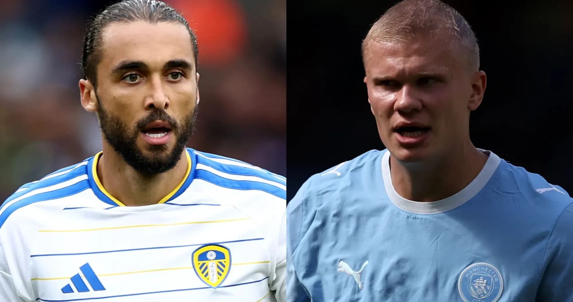 Jugadores de Leeds y Manchester City en el campo