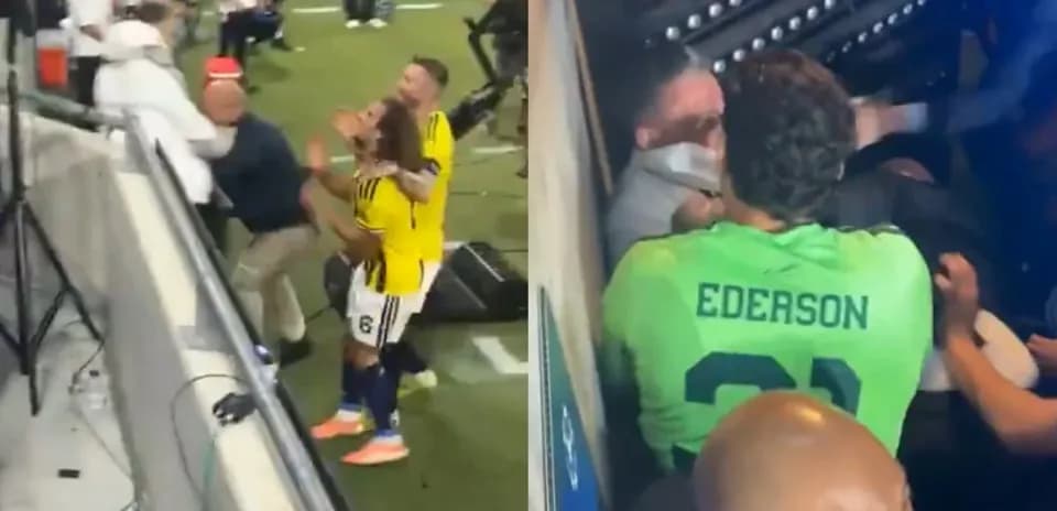 Jugadores y personal en conflicto tras un partido