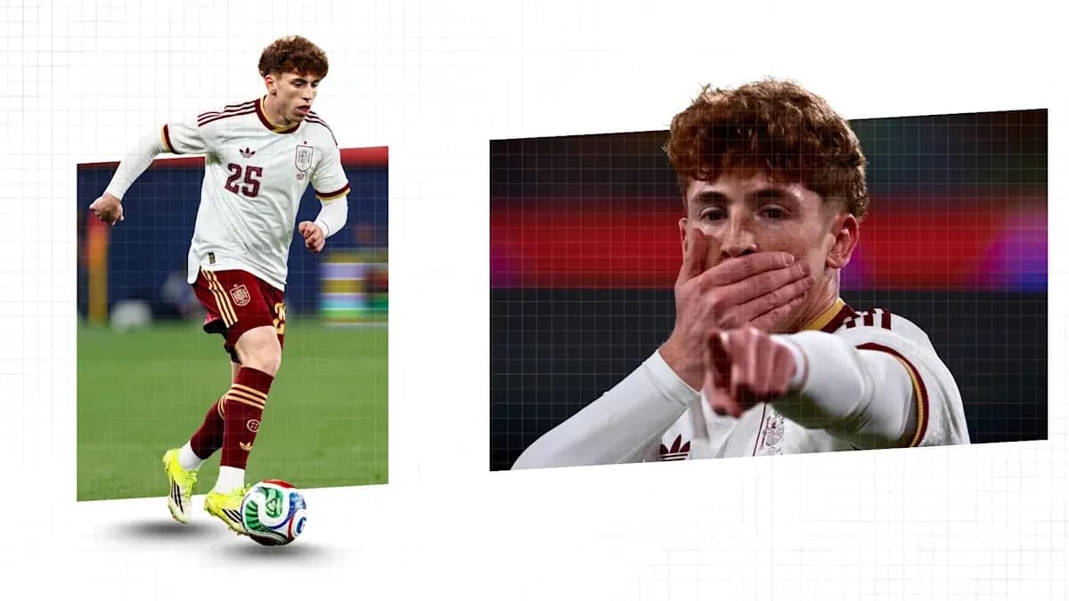 Jugador de España corriendo y señalando en el campo