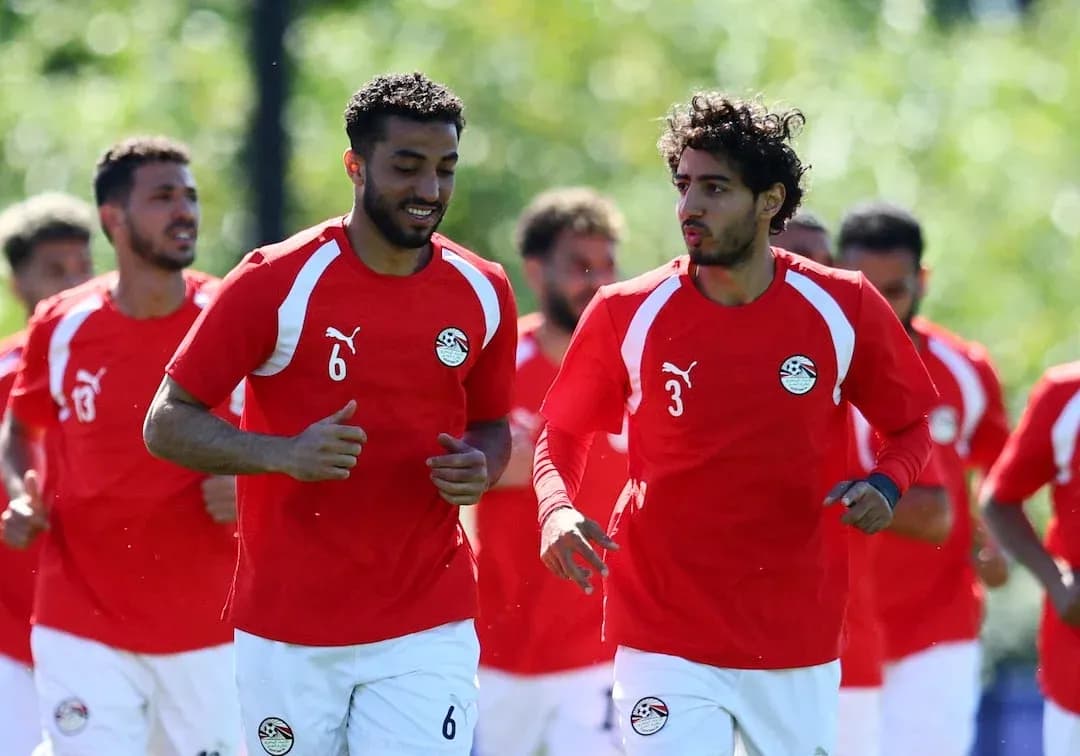 Jugadores de Egipto entrenando para el Mundial