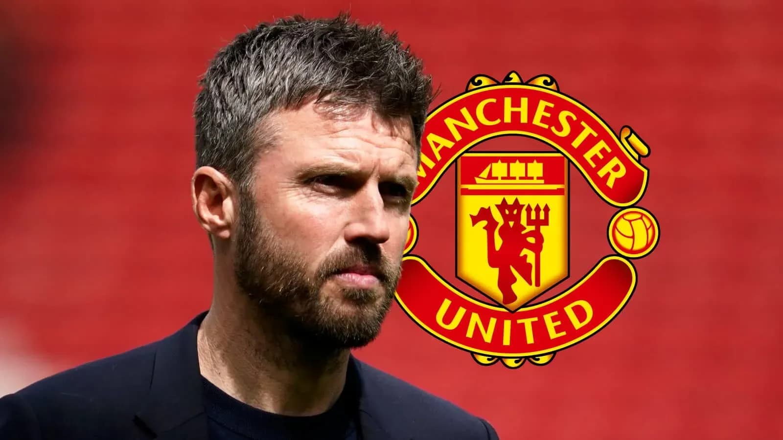 Entrenador de Manchester United con logo de fondo