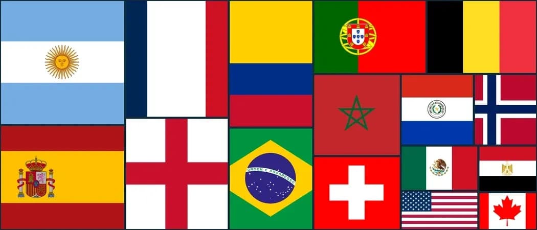 Banderas de diferentes países en un collage