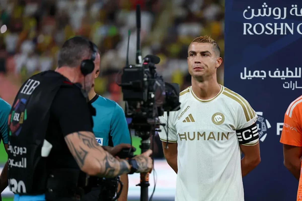 Cristiano Ronaldo en la ceremonia previa al partido