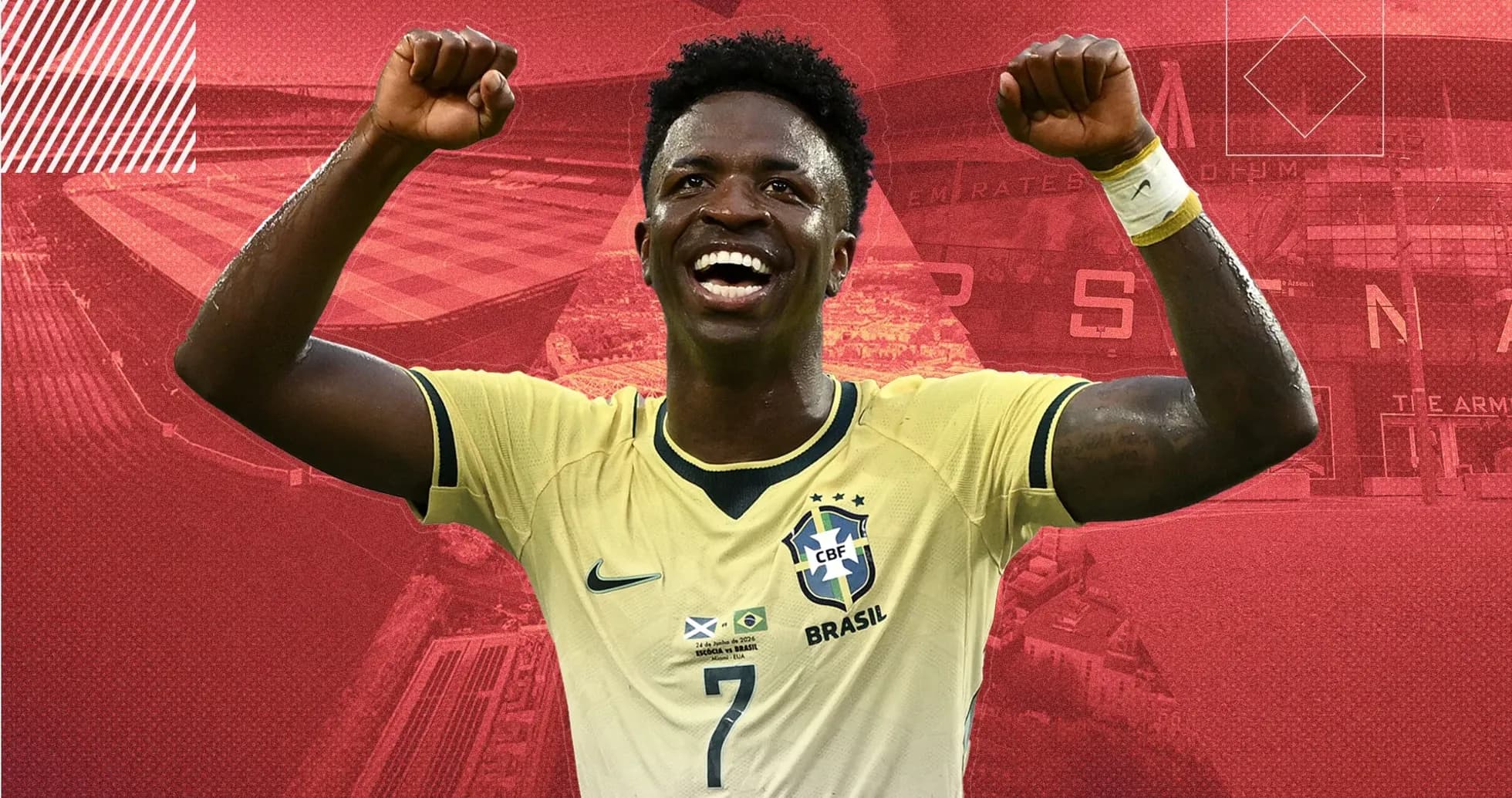 Jugador de Brasil celebrando en el estadio