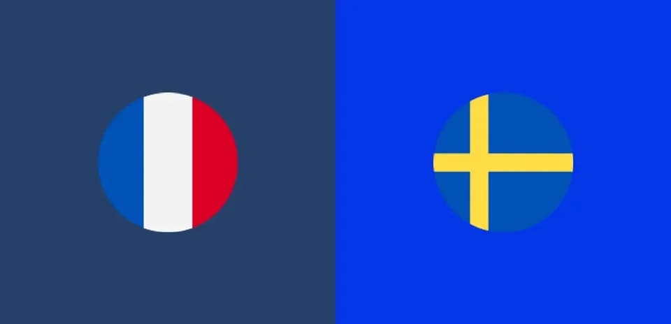 Banderas de Francia y Suecia en fondo azul