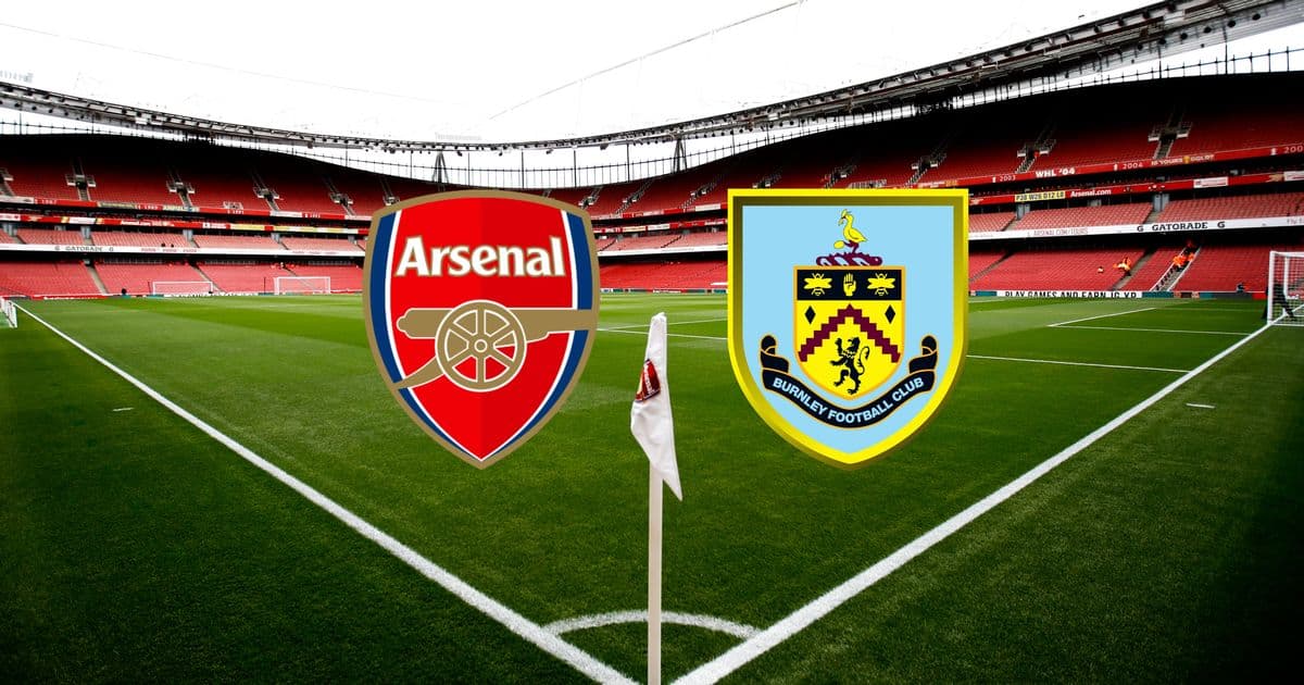 Estadio del Arsenal con logos de Arsenal y Burnley