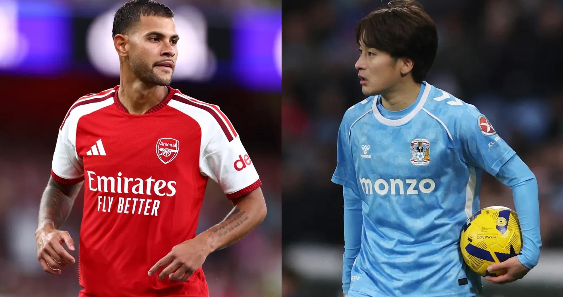 Jugadores de Arsenal y Coventry en el partido