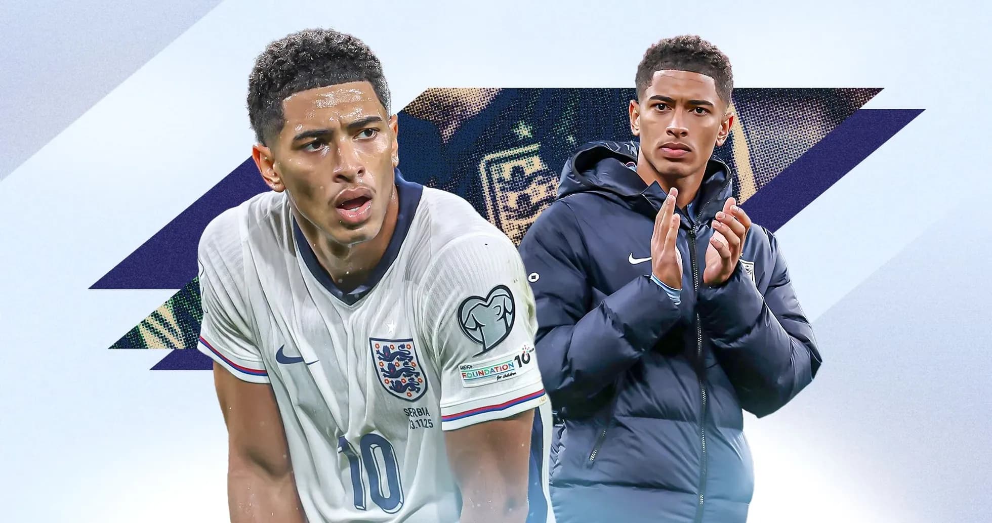 Jugador de Inglaterra en acción y aplaudiendo