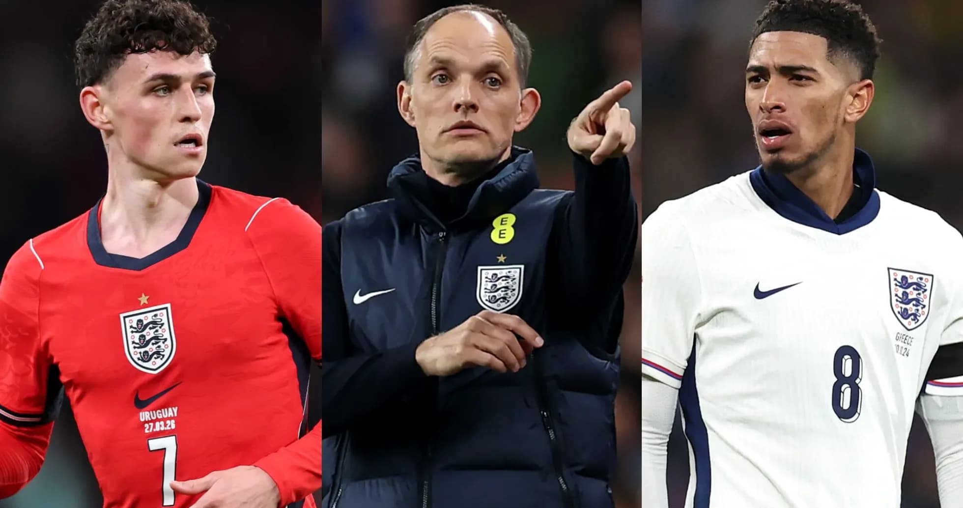 Jugadores de Inglaterra y entrenador en el campo