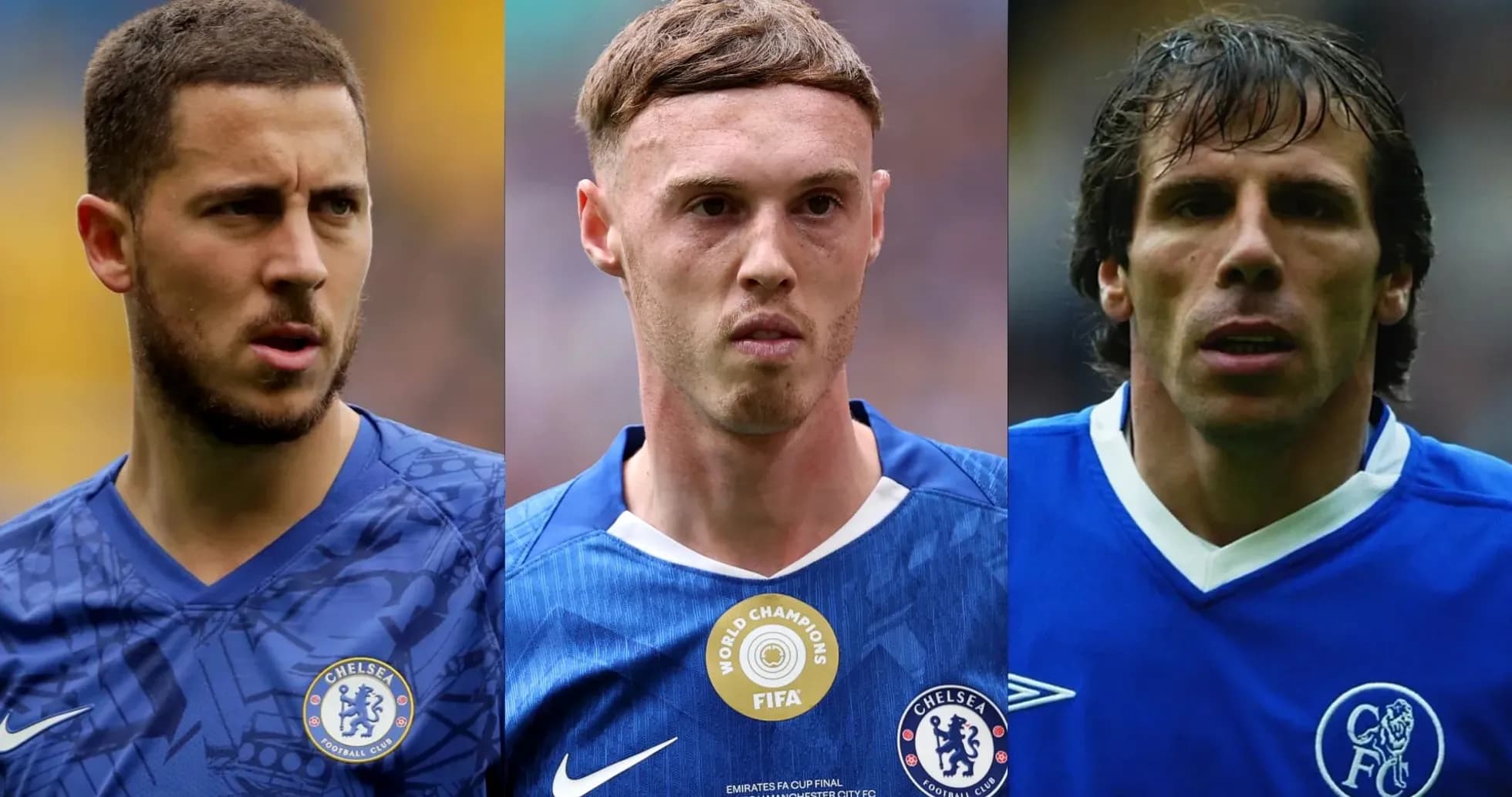Tres jugadores de Chelsea en uniforme azul