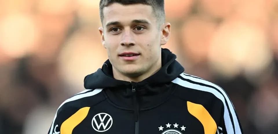 Jugador de Alemania en el calentamiento antes del partido