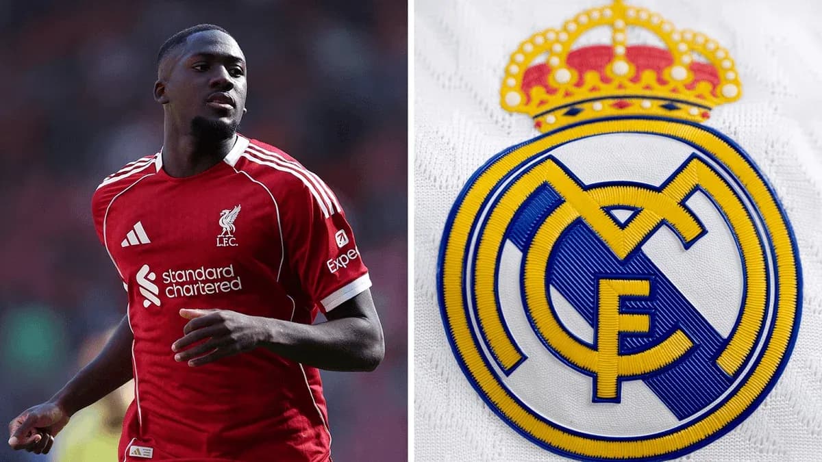 Jugador de Liverpool y escudo de Real Madrid
