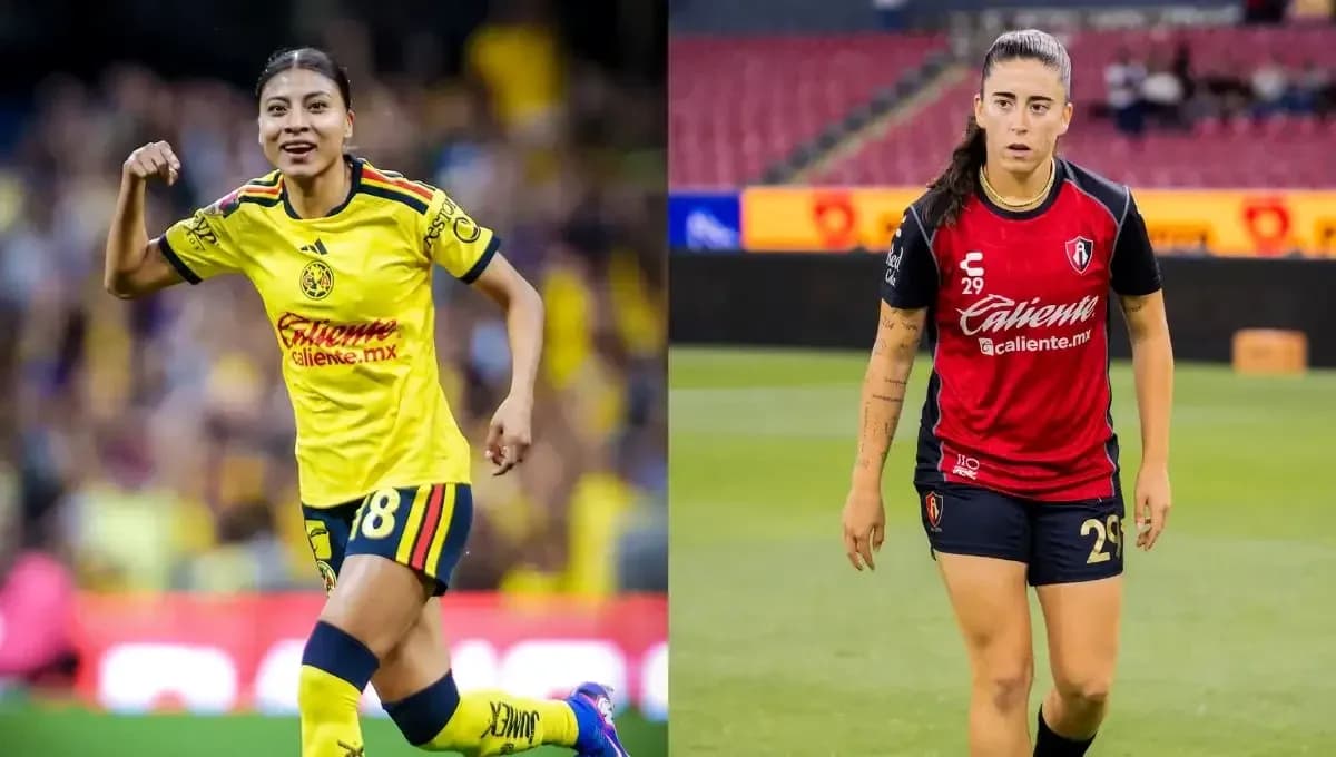 Jugadoras de América y Atlas en el partido