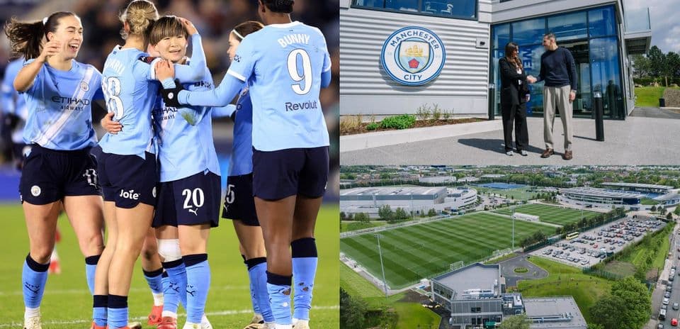 Jugadoras de Manchester City celebrando un gol