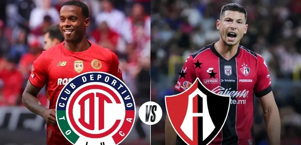 Jugadores de Toluca y Atlas en el partido