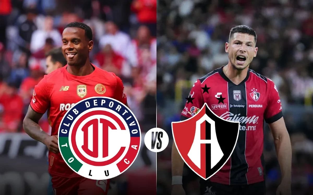 Jugadores de Toluca y Atlas en el partido