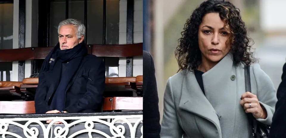 José Mourinho en un palco y mujer caminando