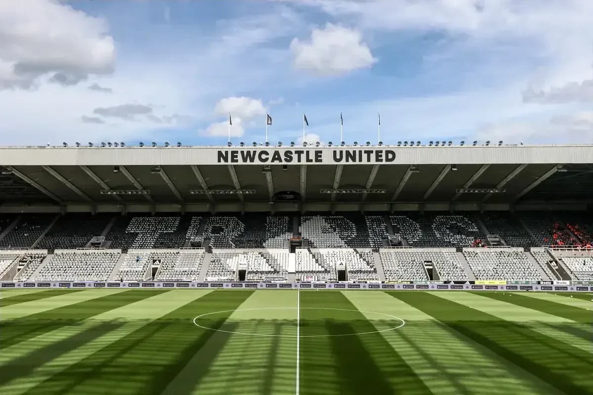 Estadio de Newcastle United con césped marcado