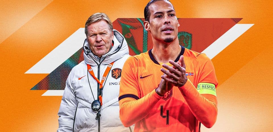 Entrenador y capitán de Países Bajos en fondo naranja