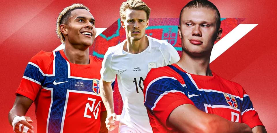 Tres jugadores noruegos en uniforme durante sesión fotográfica