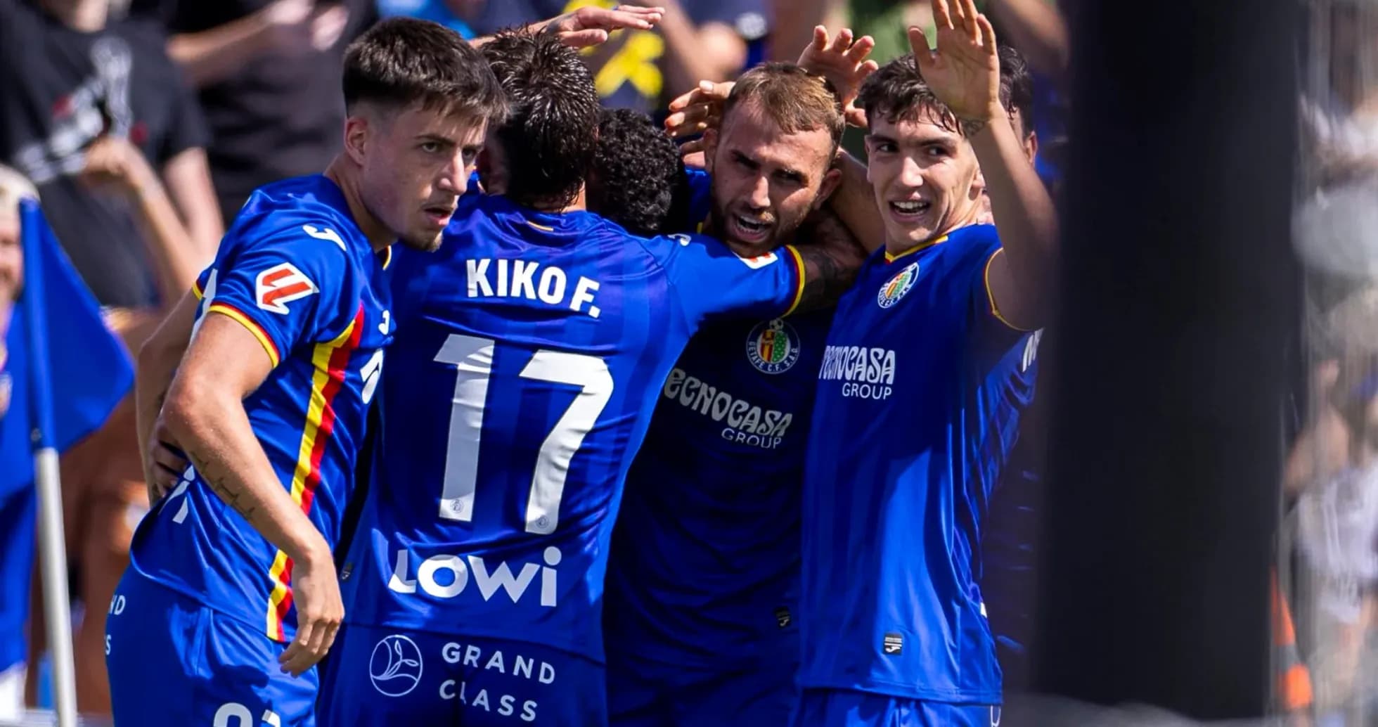 Celebración de jugadores del Getafe tras un gol