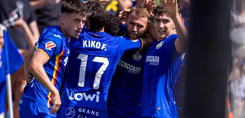 Celebración de jugadores del Getafe tras un gol