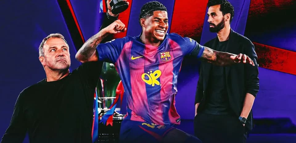 Jugador de Barcelona celebrando con trofeo en mano