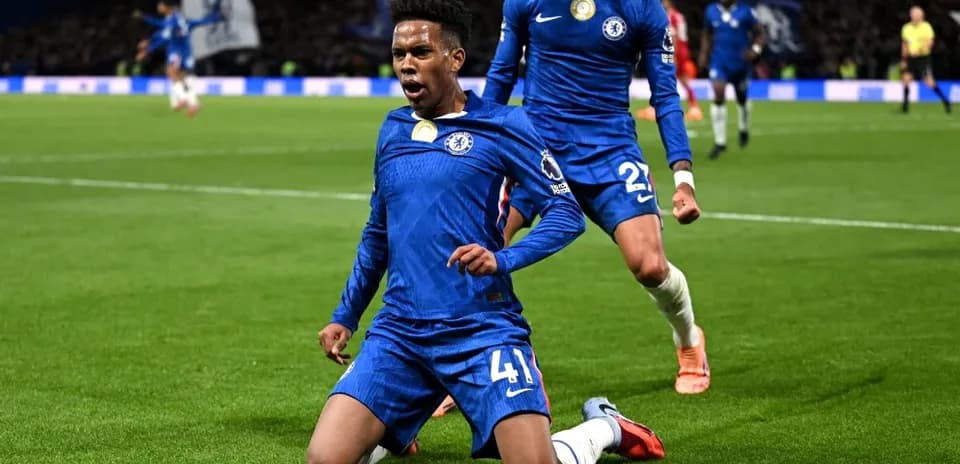 Celebración de un jugador de Chelsea en el partido