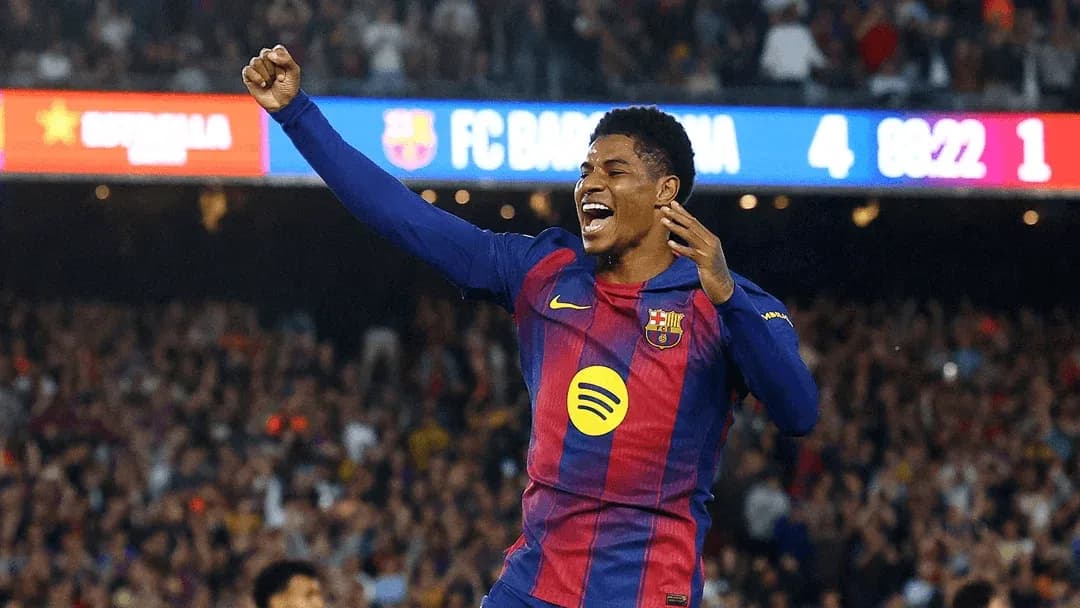 Jugador de FC Barcelona celebrando un gol en el estadio