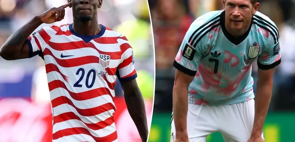 Jugadores de Estados Unidos y Bélgica en acción