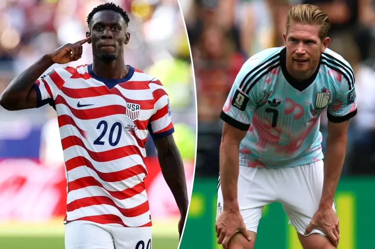 Jugadores de Estados Unidos y Bélgica en acción