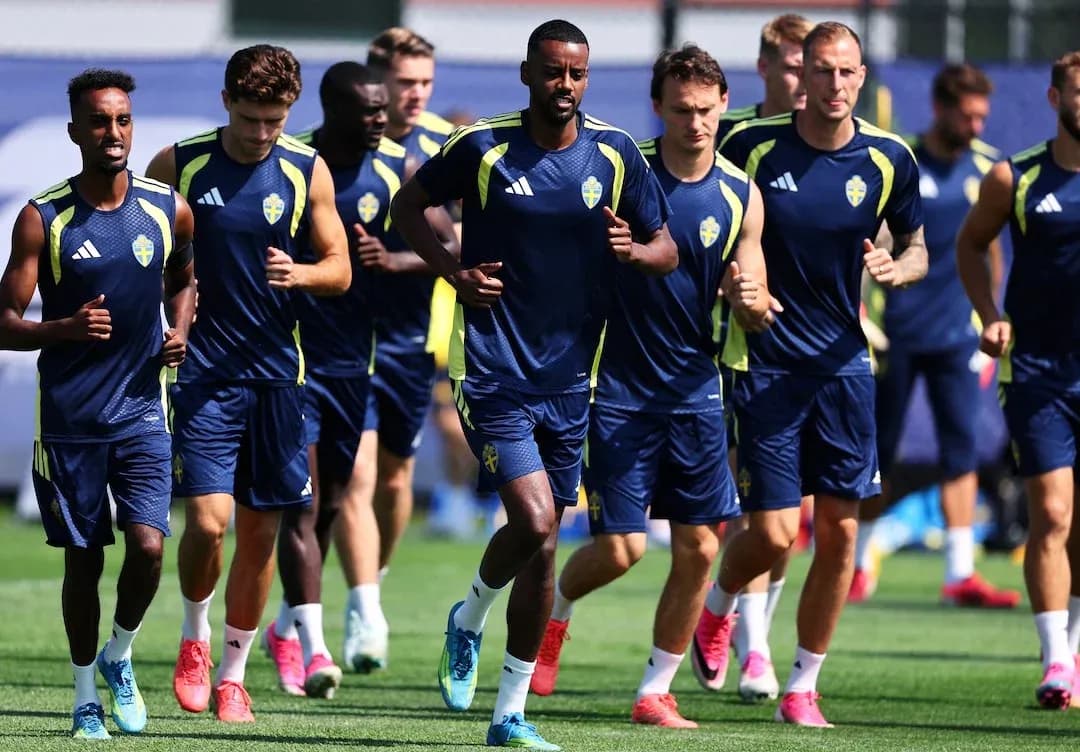 Jugadores de Suecia entrenando para el Mundial