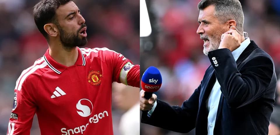 Bruno Fernandes y Roy Keane durante un partido