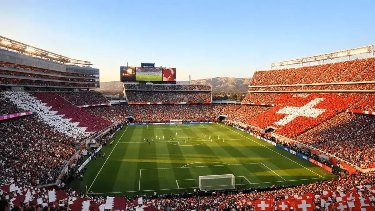 Estadio lleno durante el partido Qatar vs Suiza