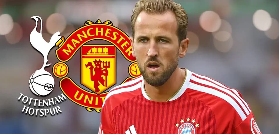 Harry Kane en uniforme del Bayern Múnich con logotipos